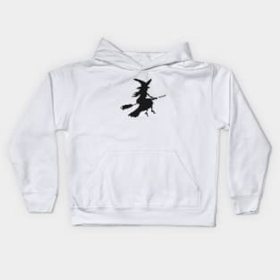 Witch riding a broomstick - Pixel Kids Hoodie
